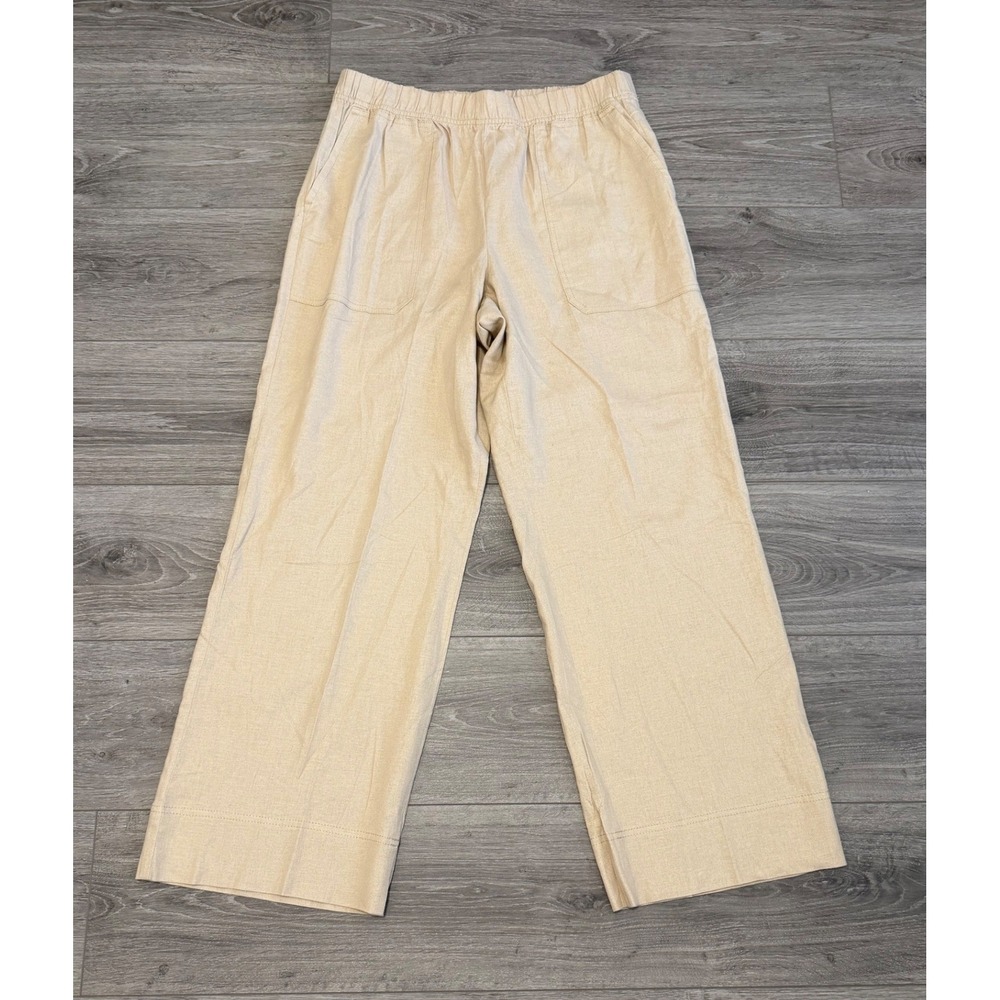 Ann Taylor‎ Weekend Linen Blend Wide Leg Pants Beige Size Large